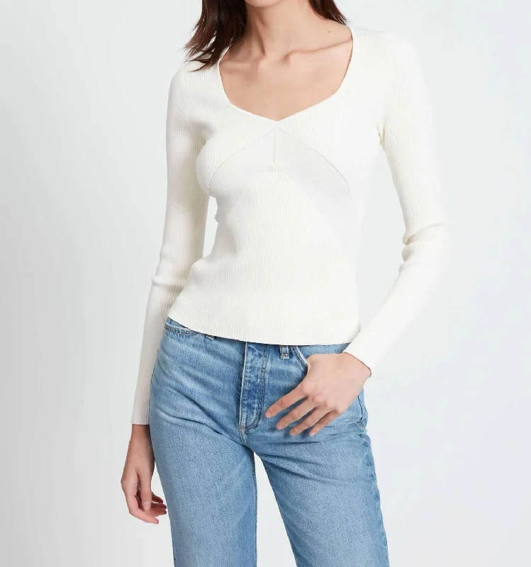 Asher Long Sleeve Top In Ivory