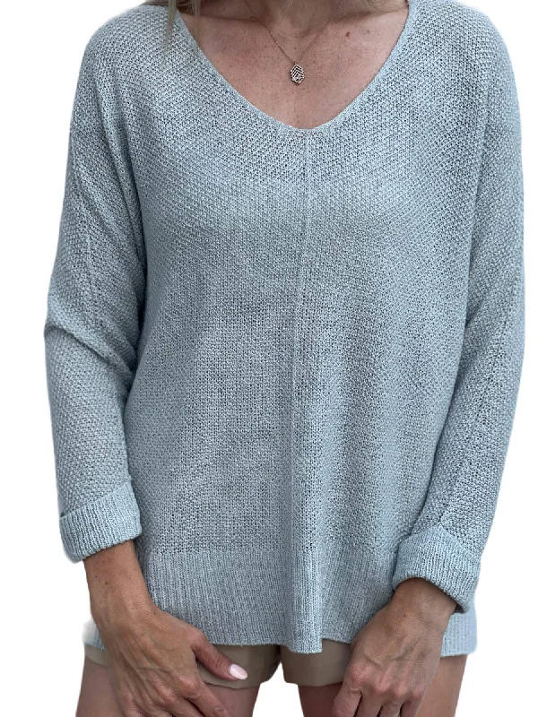 Flowing V-Neck Sweater In Waterfall