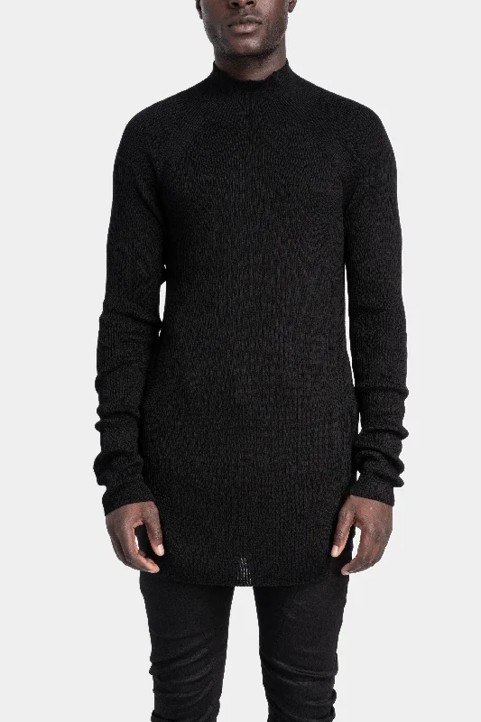 High neck wool knit sweater