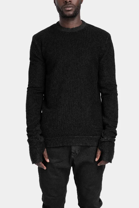 Leather effect ribbed cotton sweatshirt