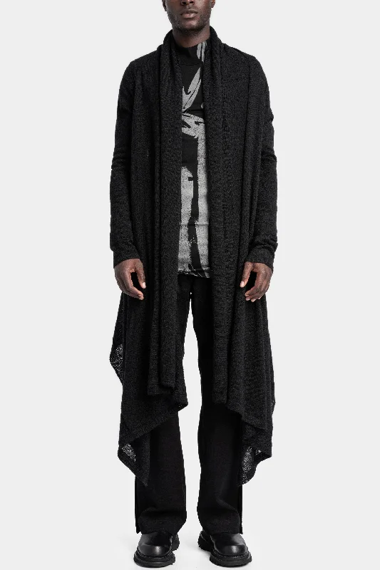 Long wool blend cardigan, Black