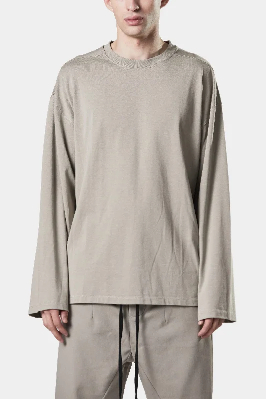 Oversized long-sleeve T-Shirt, Beige