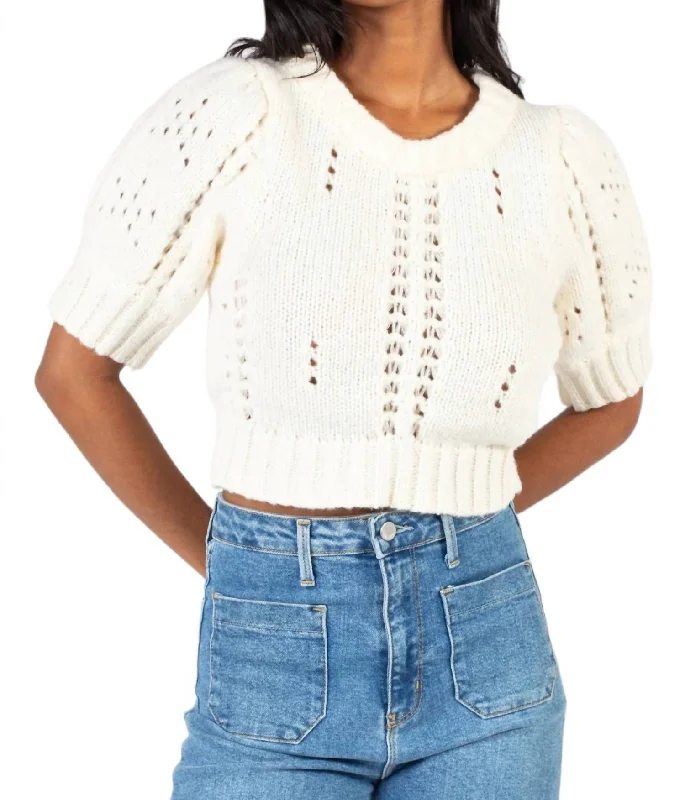 Pointelle Sweater In Ivory