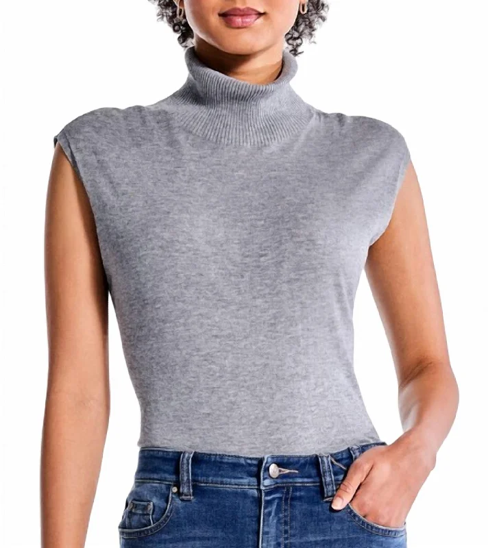 Sleeveless Turtleneck Sweater In Moonwalk