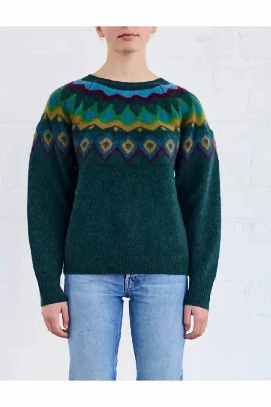 Sophia Fairisle Top In Greens