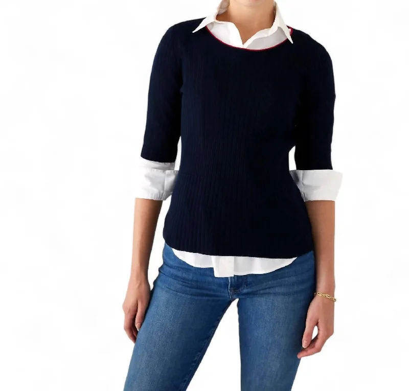 Voyageur Acton Knit Crewneck Sweater In Navy