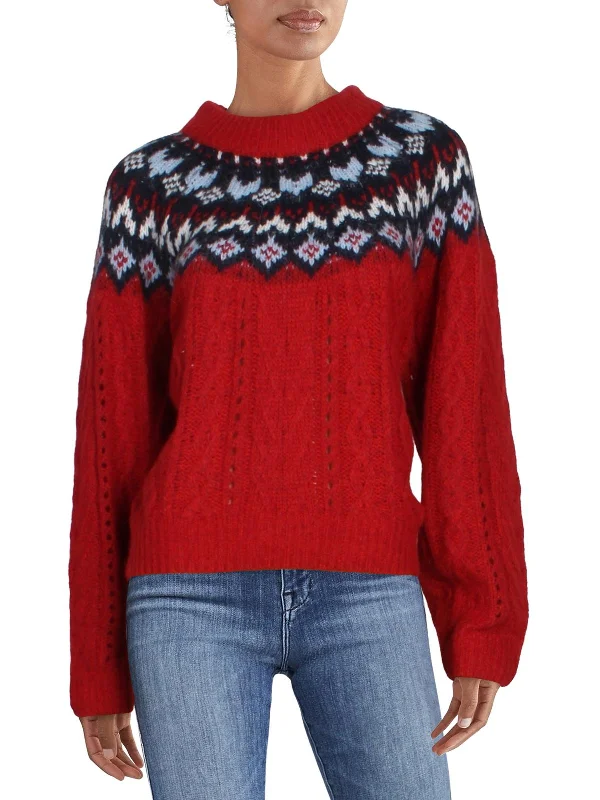 Willow Fairisle Womens Wool Blend Printed Pullover Sweater