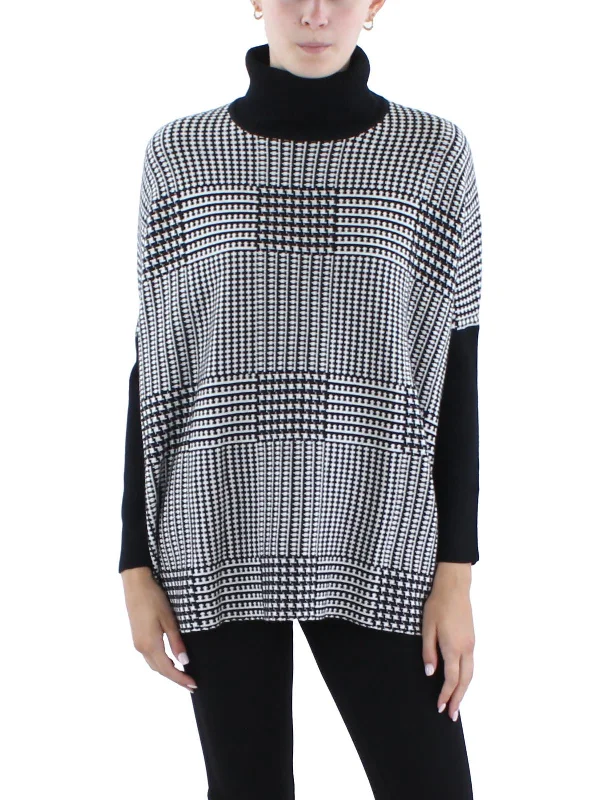 Womens Plaid Turtleneck Sweater