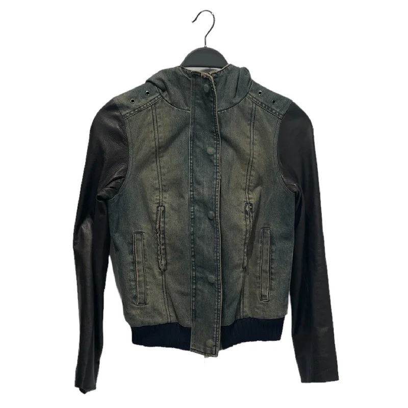 HABITUAL/Denim Jkt/2/Cotton/NVY/leather sleeves