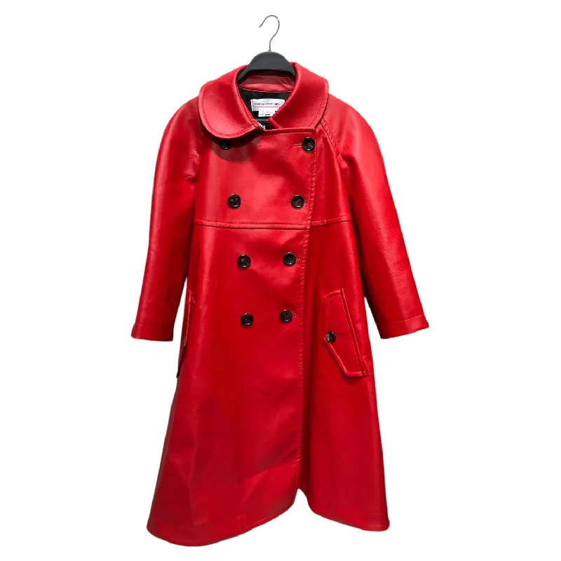 COMME des GARCONS GIRL/Trench Coat/M/Leather/RED/heart cutout