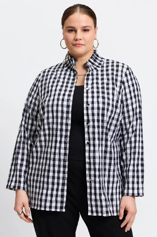 Carolina Plus Crinkle Gingham Shirt Jacket