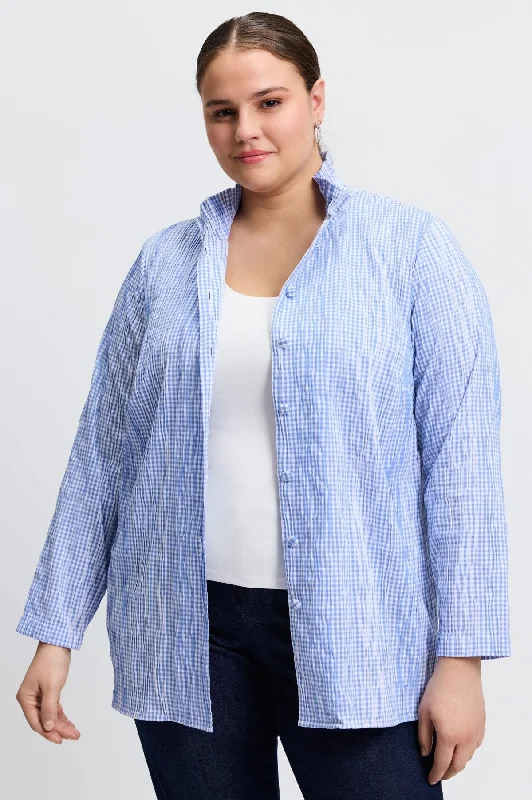 Carolina Plus Crinkle Mini Gingham Shirt Jacket