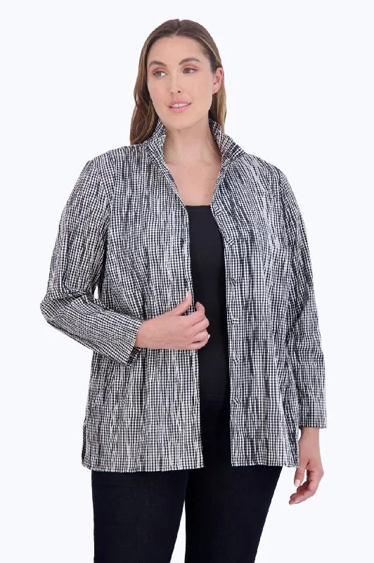 Carolina Plus Mini Gingham Crinkle Shirt Jacket