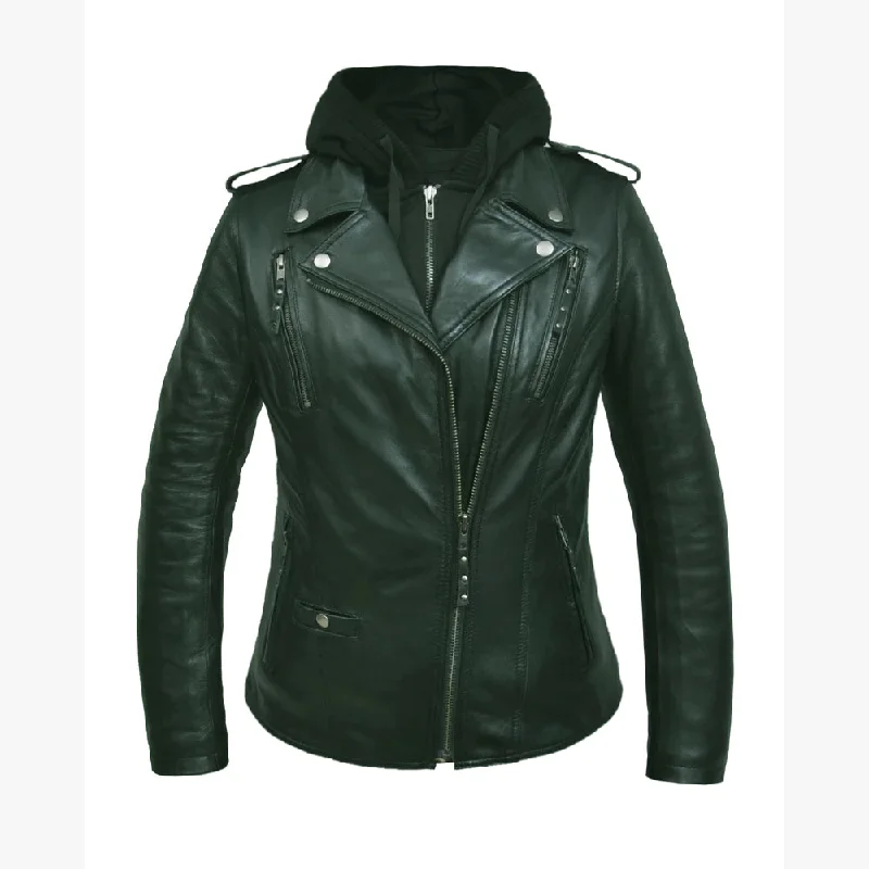 Ladies Lambskin Hoody Jacket