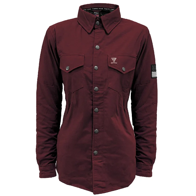 Protective Canvas Jacket for Women - Red Maroon with Pads