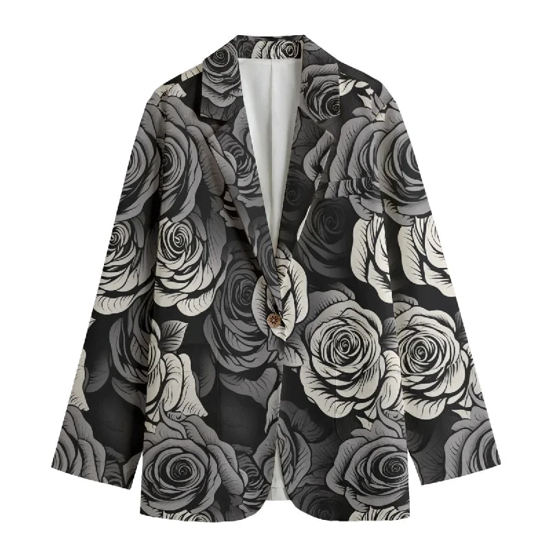 Women's Gothic Black Roses Leisure Blazer