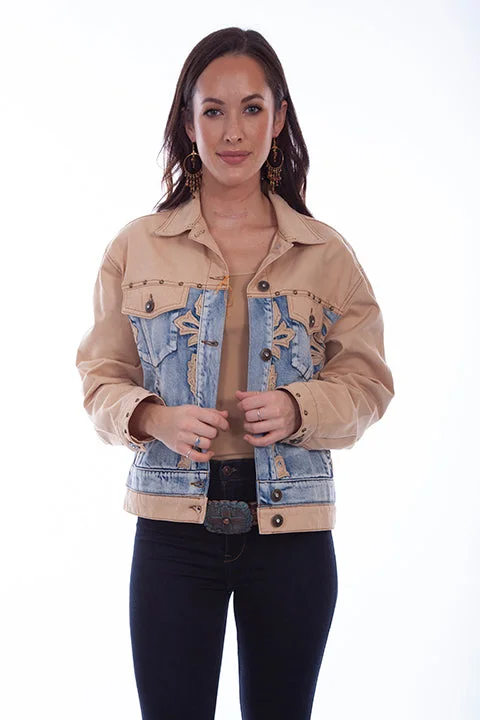 Women's Honey Creek Jacket Collection: Color Blocked Denim Tan