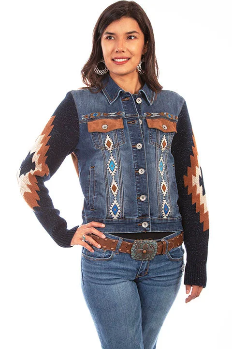 Women's Honey Creek Jacket Collection: Denim Jacket Aztec Embroidery