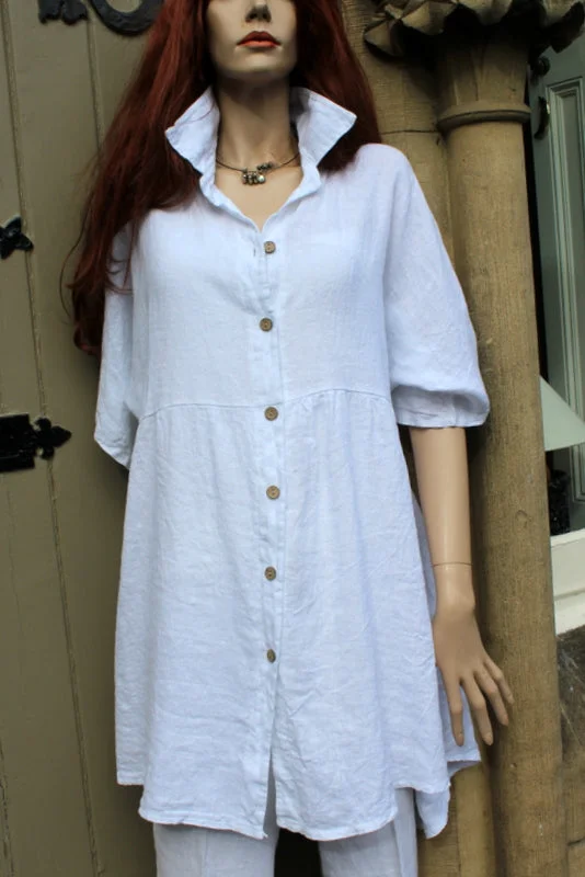 Womens Italian Linen Button-Through Long Tunic (was £36)