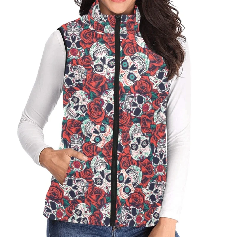 Women's Sugar Skull Padded Vest Jacket