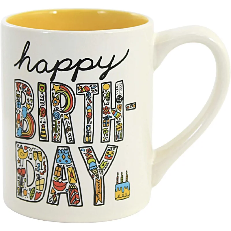 Happy Birthday Doodle Mug, 14 oz,