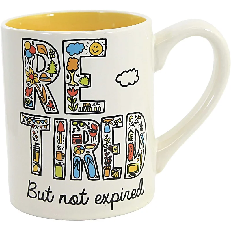 Retired But Not Expired Doodle Mug, 14 oz.