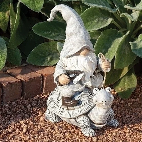 Gnome Riding Turtle Pudgy Pal  Garden Statue