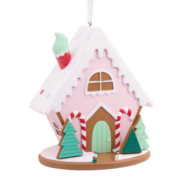 Hallmark Signature Pink Gingerbread House Premium Hallmark Ornament