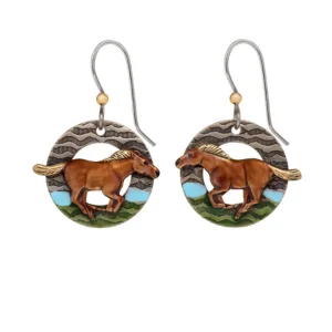 Silver Forest Horse Running Earrings