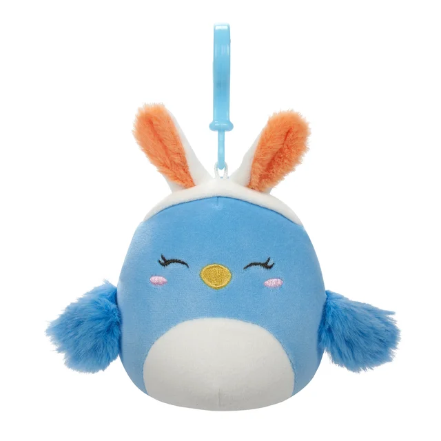 Spring Squishmallow Bebe the Blue Bird with Yellow Beak and Bunny Ears 3.5" Clip Stuffed Plush by Kelly Toy