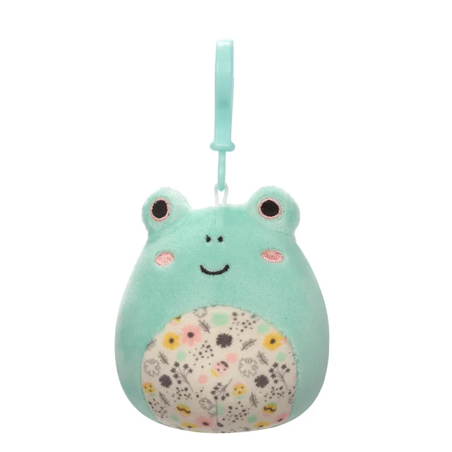 Spring Squishmallow Fritz the Light Green Frog with Floral Print Belly 3.5" Clip Stuffed Plush by Kelly Toy