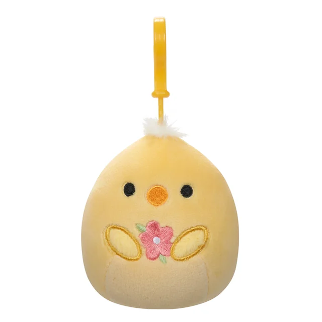 Spring Squishmallow Triston the Yellow Chick Holding Flower 3.5" Clip Stuffed Plush by Kelly Toy