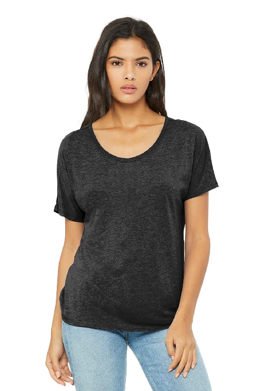 Bella + Canvas Womens Slouchy Short Sleeve Wide Neck T-Shirt - Charcoal Black Triblend