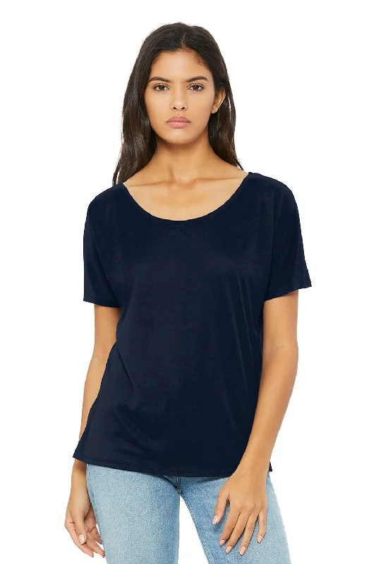 Bella + Canvas Womens Slouchy Short Sleeve Wide Neck T-Shirt - Midnight Blue