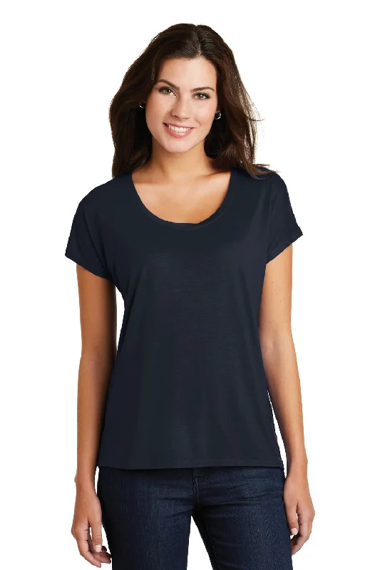 District Womens Drapey Dolman Short Sleeve Scoop Neck T-Shirt - New Navy Blue - Closeout