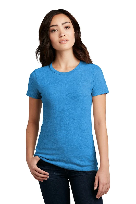 District Womens Perfect Blend Short Sleeve Crewneck T-Shirt - Heather Bright Turquoise Blue