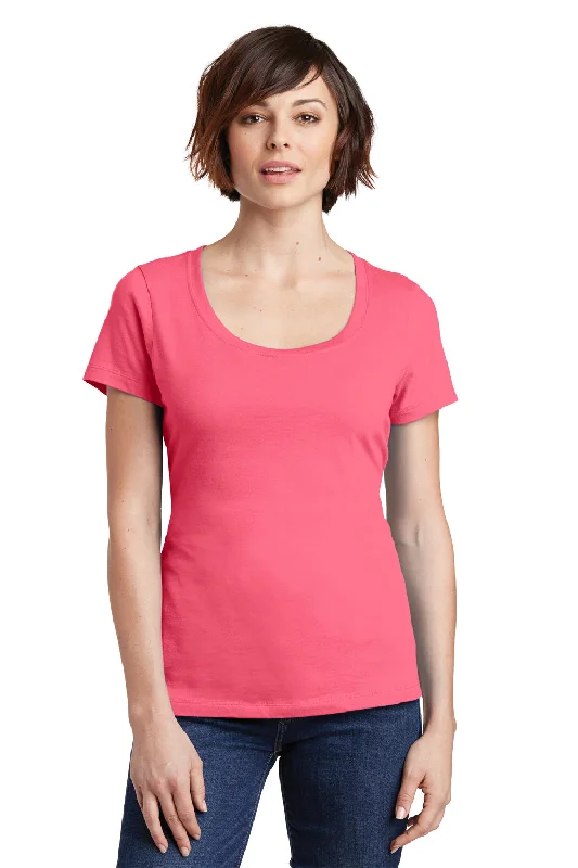 District Womens Perfect Weight Short Sleeve Scoop Neck T-Shirt - Coral - Closeout