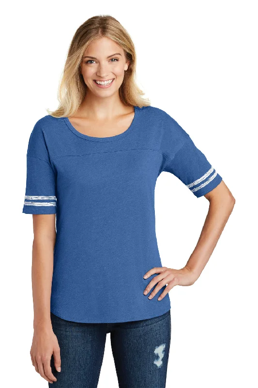 District Womens Scorecard Short Sleeve Crewneck T-Shirt - Heather True Royal Blue/White - Closeout