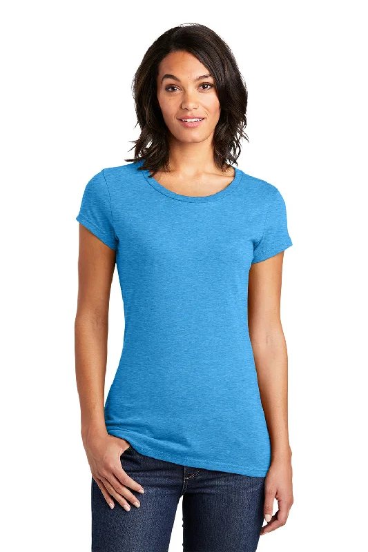 District Womens Very Important Short Sleeve Crewneck T-Shirt - Heather Bright Turquoise Blue