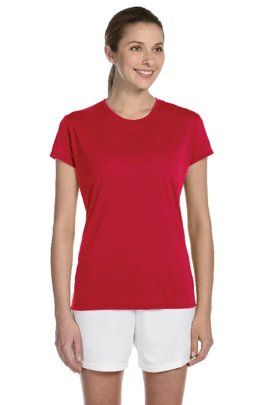 Gildan Womens Performance Jersey Moisture Wicking Short Sleeve Crewneck T-Shirt - Red - Closeout