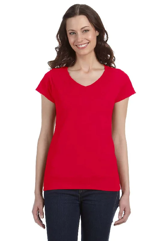 Gildan Womens Softstyle Short Sleeve V-Neck T-Shirt - Cherry Red