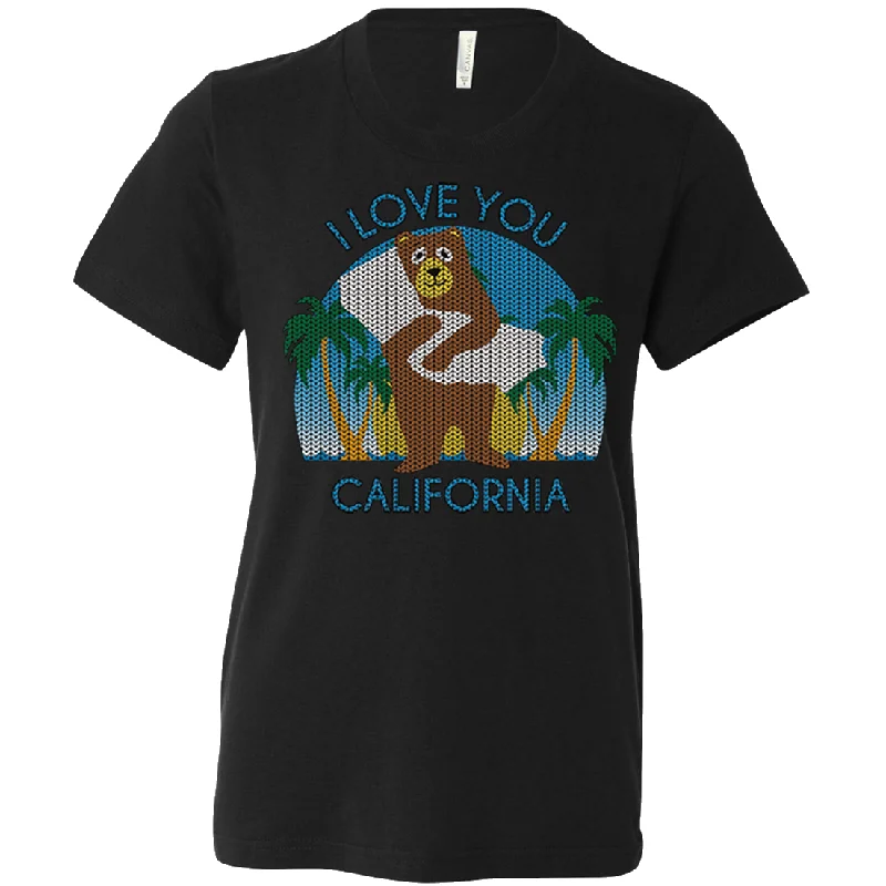 I Love You CA Knit Style Bear Asst Colors Youth T-Shirt/tee