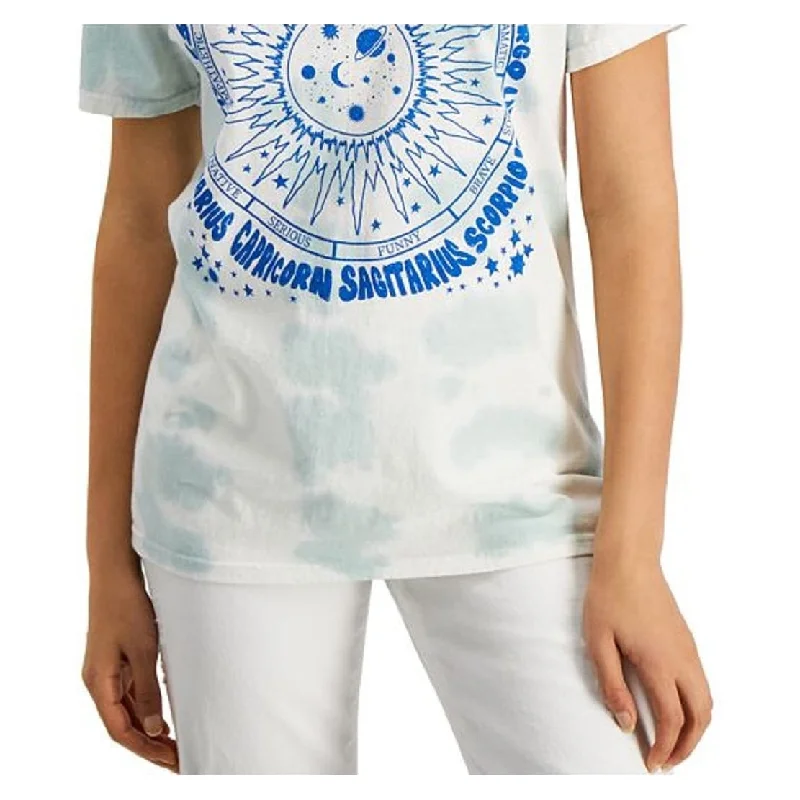 Junk Food Junior's Tie Dyed Astrology Graphic T-Shirt Blue Size X-Large