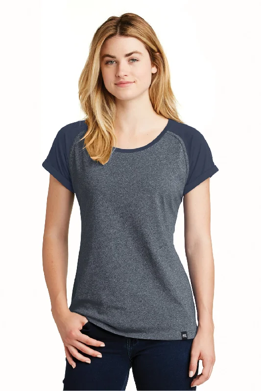 New Era Womens Heritage Short Sleeve Crewneck T-Shirt - Navy Blue/Navy Blue Twist