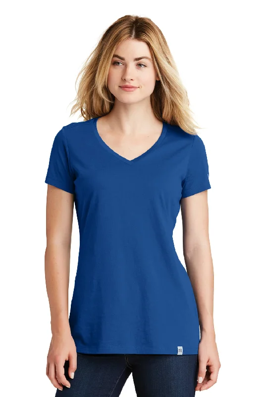 New Era Womens Heritage Short Sleeve V-Neck T-Shirt - Royal Blue