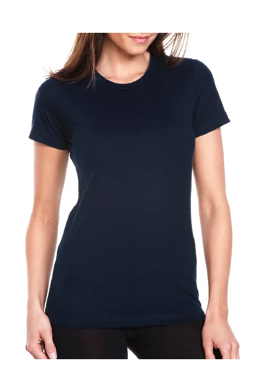 Next Level Womens Boyfriend Fine Jersey Short Sleeve Crewneck T-Shirt - Midnight Navy Blue