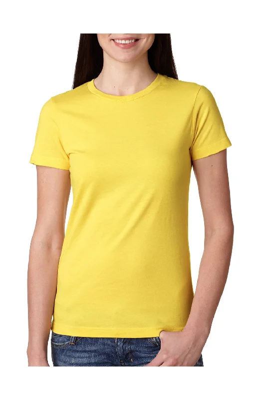 Next Level Womens Boyfriend Fine Jersey Short Sleeve Crewneck T-Shirt - Vibrant Yellow