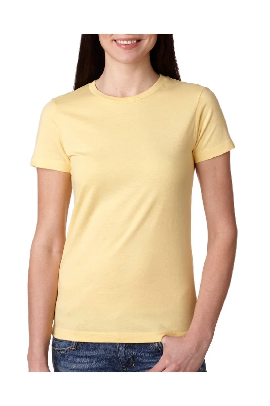 Next Level Womens Boyfriend Fine Jersey Short Sleeve Crewneck T-Shirt - Banana Cream Yellow