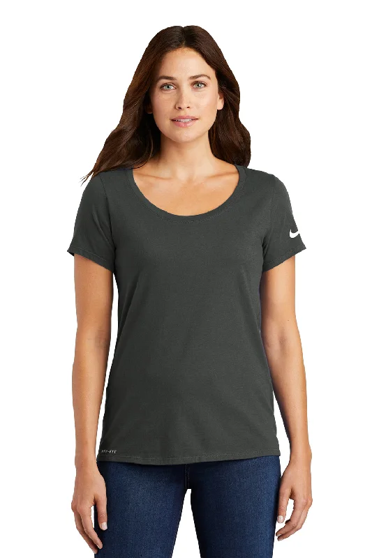 Nike Womens Dri-Fit Moisture Wicking Short Sleeve Scoop Neck T-Shirt - Anthracite Grey