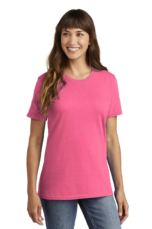 Port & Company Womens Core Short Sleeve Crewneck T-Shirt - Neon Pink